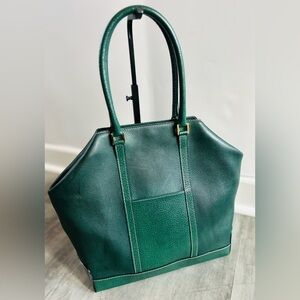 LAI Green Leather Tote Made in Italy Quiet Luxury Old Money Minimalist Work Bag